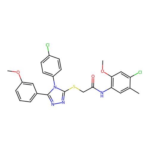 N-(4-chloro-2-methoxy-5-methylphenyl)-2-{[4-(4-chlorophenyl)-5-(3-methoxyphenyl)-4H-1,2,4-triazol-3-yl]sulfanyl}acetamide structure