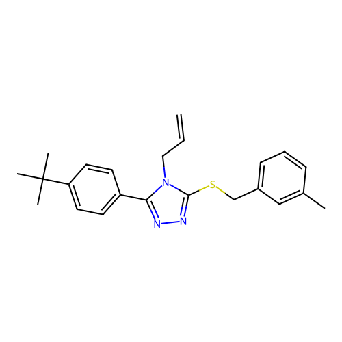 3-(4-tert-butylphenyl)-5-[(3-methylphenyl)methylsulfanyl]-4-prop-2-enyl-1,2,4-triazole structure
