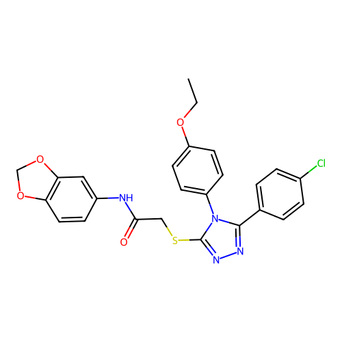 N-(1,3-benzodioxol-5-yl)-2-[[5-(4-chlorophenyl)-4-(4-ethoxyphenyl)-1,2,4-triazol-3-yl]sulfanyl]acetamide structure