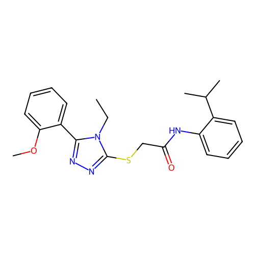 2-{[4-ethyl-5-(2-methoxyphenyl)-4H-1,2,4-triazol-3-yl]sulfanyl}-N-[2-(propan-2-yl)phenyl]acetamide structure