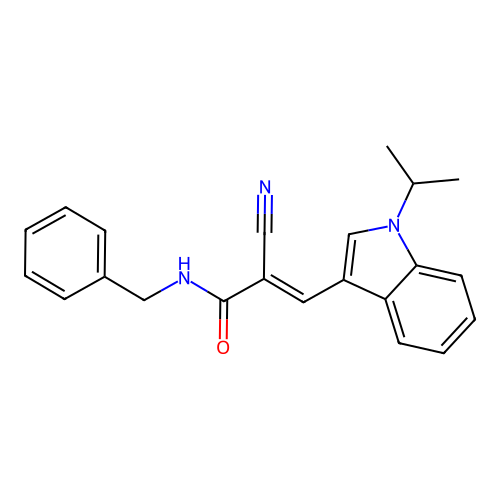 (2E)-N-benzyl-2-cyano-3-[1-(propan-2-yl)-1H-indol-3-yl]prop-2-enamide structure