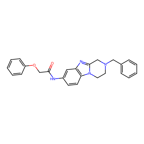 N-(2-benzyl-1,2,3,4-tetrahydropyrazino[1,2-a]benzimidazol-8-yl)-2-phenoxyacetamide structure