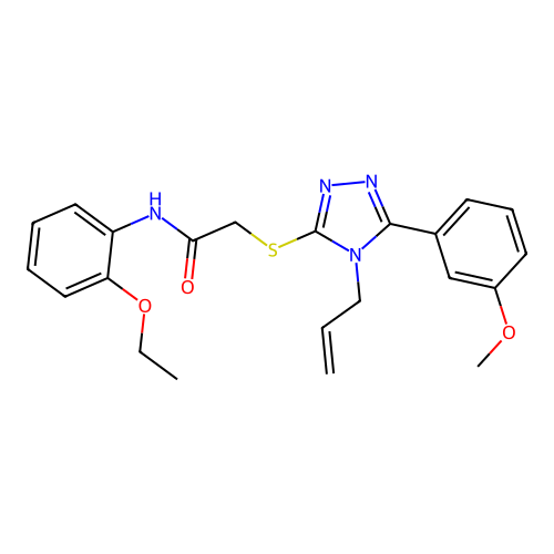 N-(2-ethoxyphenyl)-2-[[5-(3-methoxyphenyl)-4-prop-2-enyl-1,2,4-triazol-3-yl]sulfanyl]acetamide structure
