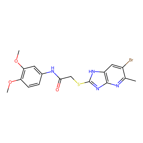 2-[(6-bromo-5-methyl-1H-imidazo[4,5-b]pyridin-2-yl)sulfanyl]-N-(3,4-dimethoxyphenyl)acetamide structure