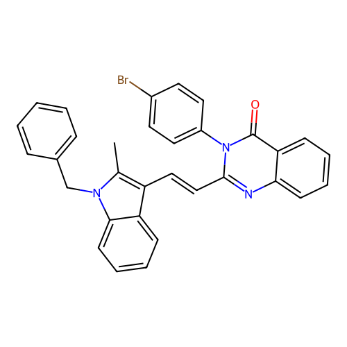 (E)-2-(2-(1-benzyl-2-methyl-1H-indol-3-yl)vinyl)-3-(4-bromophenyl)quinazolin-4(3H)-one structure