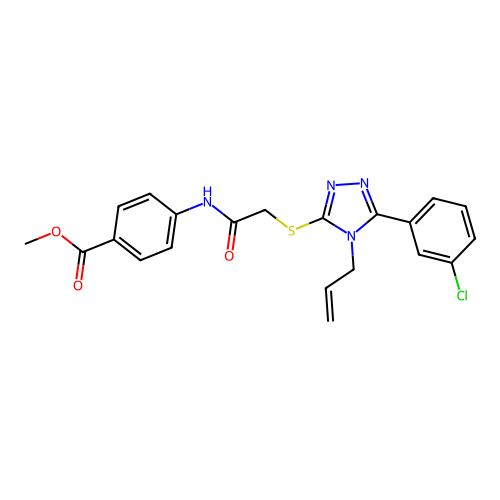 Methyl 4-[[2-[[5-(3-chlorophenyl)-4-prop-2-enyl-1,2,4-triazol-3-yl]sulfanyl]acetyl]amino]benzoate structure