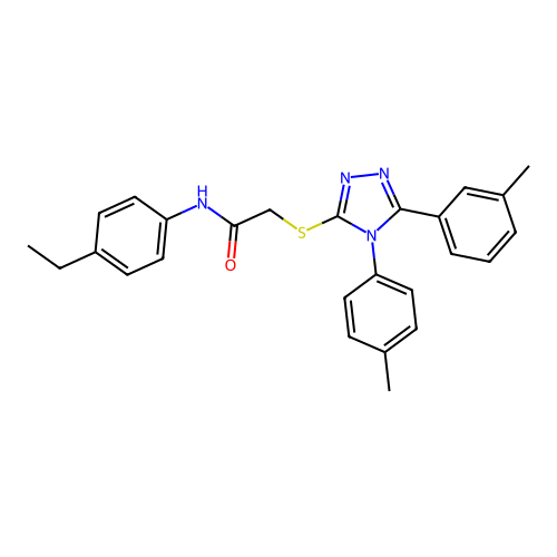 N-(4-ethylphenyl)-2-[[5-(3-methylphenyl)-4-(4-methylphenyl)-1,2,4-triazol-3-yl]sulfanyl]acetamide structure