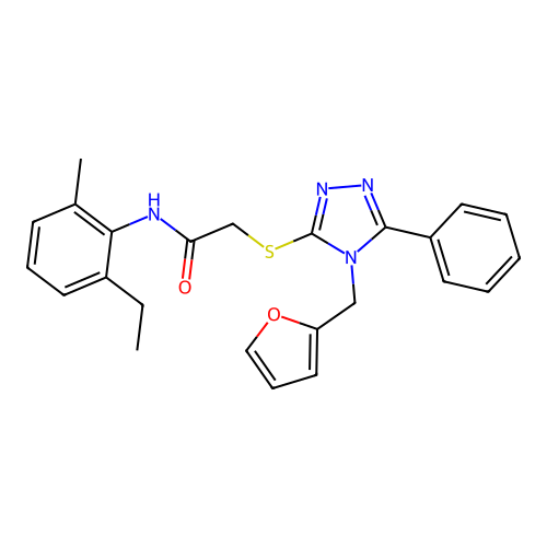 N-(2-ethyl-6-methylphenyl)-2-{[4-(furan-2-ylmethyl)-5-phenyl-4H-1,2,4-triazol-3-yl]sulfanyl}acetamide structure