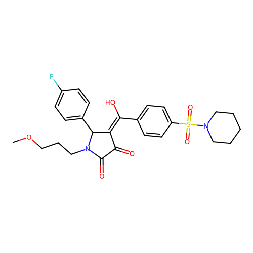 (4E)-5-(4-fluorophenyl)-4-[hydroxy-(4-piperidin-1-ylsulfonylphenyl)methylidene]-1-(3-methoxypropyl)pyrrolidine-2,3-dione structure