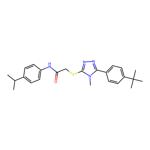 2-{[5-(4-tert-butylphenyl)-4-methyl-4H-1,2,4-triazol-3-yl]sulfanyl}-N-[4-(propan-2-yl)phenyl]acetamide structure
