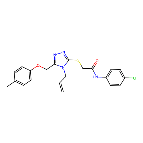 2-((4-allyl-5-((p-tolyloxy)methyl)-4H-1,2,4-triazol-3-yl)thio)-N-(4-chlorophenyl)acetamide structure