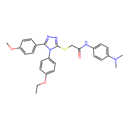 N-[4-(dimethylamino)phenyl]-2-{[4-(4-ethoxyphenyl)-5-(4-methoxyphenyl)-4H-1,2,4-triazol-3-yl]sulfanyl}acetamide structure