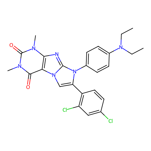 7-(2,4-dichlorophenyl)-6-[4-(diethylamino)phenyl]-2,4-dimethylpurino[7,8-a]imidazole-1,3-dione structure