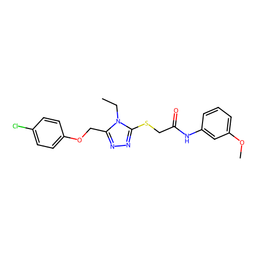 2-({5-[(4-chlorophenoxy)methyl]-4-ethyl-4H-1,2,4-triazol-3-yl}sulfanyl)-N-(3-methoxyphenyl)acetamide structure