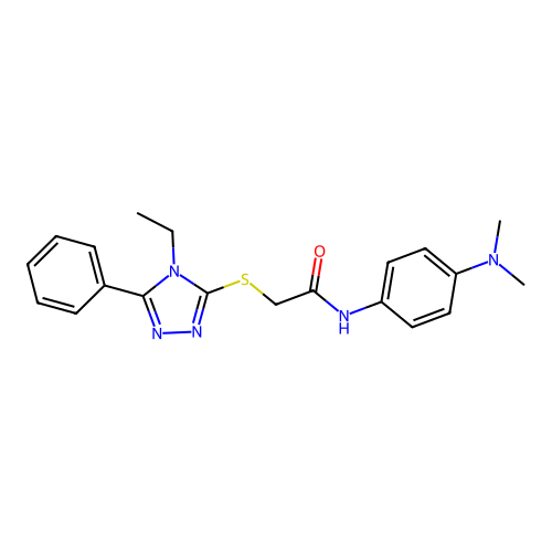 N-[4-(dimethylamino)phenyl]-2-[(4-ethyl-5-phenyl-4H-1,2,4-triazol-3-yl)sulfanyl]acetamide structure