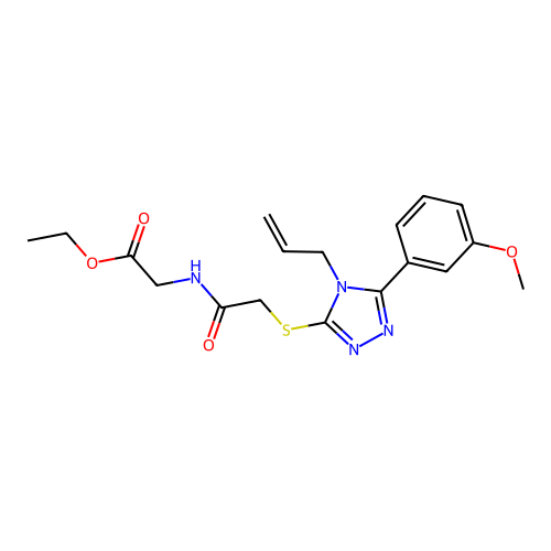 ethyl 2-(2-((4-allyl-5-(3-methoxyphenyl)-4H-1,2,4-triazol-3-yl)thio)acetamido)acetate structure