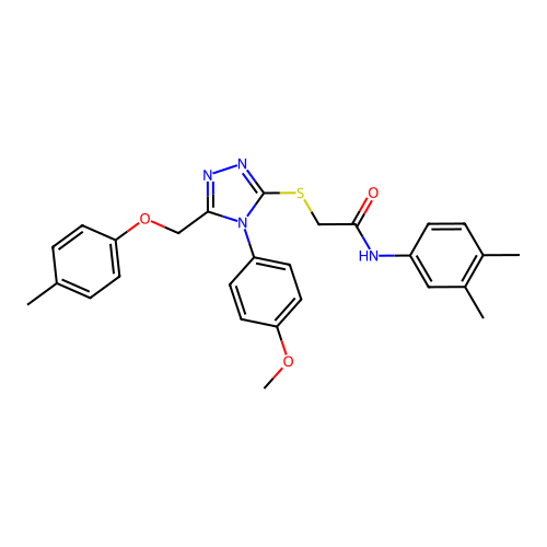 N-(3,4-dimethylphenyl)-2-((4-(4-methoxyphenyl)-5-((p-tolyloxy)methyl)-4H-1,2,4-triazol-3-yl)thio)acetamide structure