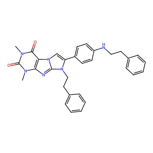 2,4-dimethyl-6-phenethyl-7-[4-(phenethylamino)phenyl]purino[7,8-a]imidazole-1,3-dione structure