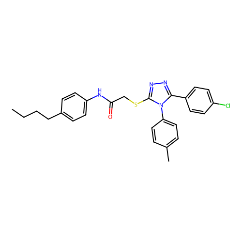 N-(4-butylphenyl)-2-[[5-(4-chlorophenyl)-4-(4-methylphenyl)-1,2,4-triazol-3-yl]sulfanyl]acetamide structure
