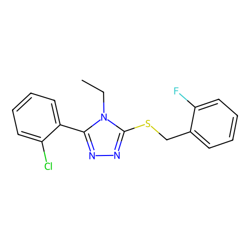 3-(2-chlorophenyl)-4-ethyl-5-[(2-fluorobenzyl)sulfanyl]-4H-1,2,4-triazole structure