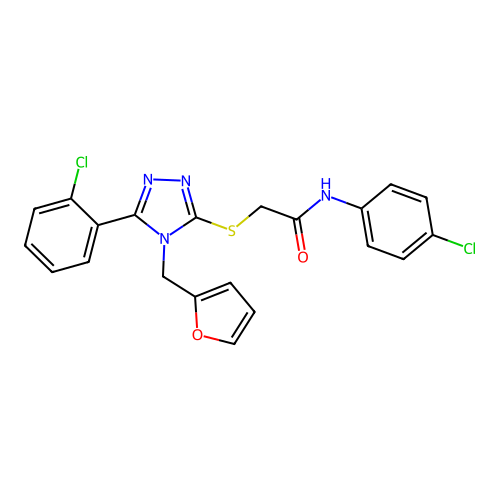 N-(4-chlorophenyl)-2-{[5-(2-chlorophenyl)-4-(furan-2-ylmethyl)-4H-1,2,4-triazol-3-yl]sulfanyl}acetamide structure