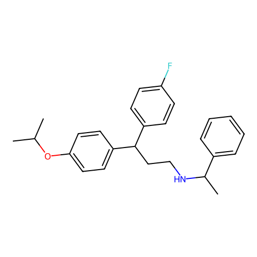 3-(4-fluorophenyl)-3-(4-isopropoxyphenyl)-N-(1-phenylethyl)propan-1-amine structure