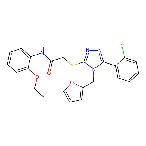 2-{[5-(2-chlorophenyl)-4-(furan-2-ylmethyl)-4H-1,2,4-triazol-3-yl]sulfanyl}-N-(2-ethoxyphenyl)acetamide structure