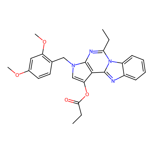 3-(2,4-dimethoxybenzyl)-5-ethyl-3H-benzo[4,5]imidazo[1,2-c]pyrrolo[3,2-e]pyrimidin-1-yl propionate structure