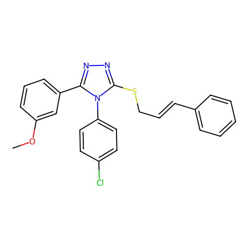 4-(4-chlorophenyl)-3-(3-methoxyphenyl)-5-{[(2E)-3-phenylprop-2-en-1-yl]sulfanyl}-4H-1,2,4-triazole structure
