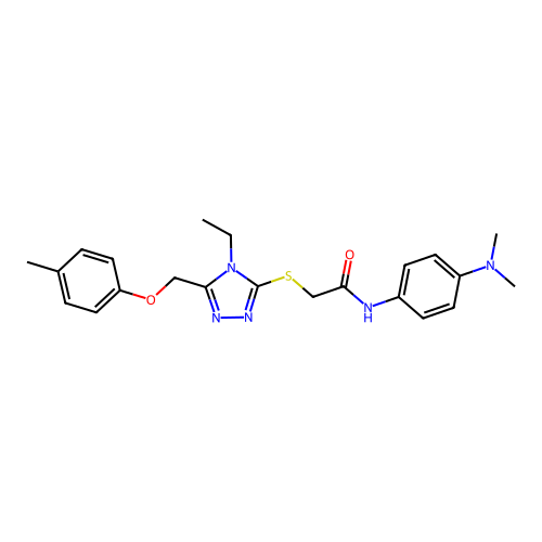 N-(4-(dimethylamino)phenyl)-2-((4-ethyl-5-((p-tolyloxy)methyl)-4H-1,2,4-triazol-3-yl)thio)acetamide structure
