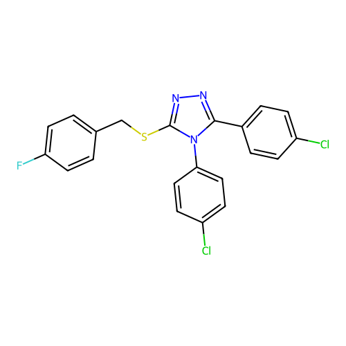 4,5-Bis(4-chlorophenyl)-3-[(4-fluorophenyl)methylthio]-1,2,4-triazole structure