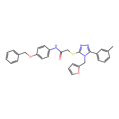 N-[4-(benzyloxy)phenyl]-2-{[4-(furan-2-ylmethyl)-5-(3-methylphenyl)-4H-1,2,4-triazol-3-yl]sulfanyl}acetamide structure