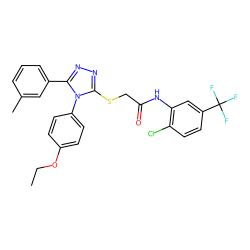 N-[2-chloro-5-(trifluoromethyl)phenyl]-2-{[4-(4-ethoxyphenyl)-5-(3-methylphenyl)-4H-1,2,4-triazol-3-yl]sulfanyl}acetamide structure