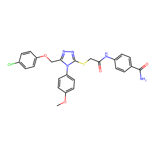 4-(2-((5-((4-chlorophenoxy)methyl)-4-(4-methoxyphenyl)-4H-1,2,4-triazol-3-yl)thio)acetamido)benzamide structure