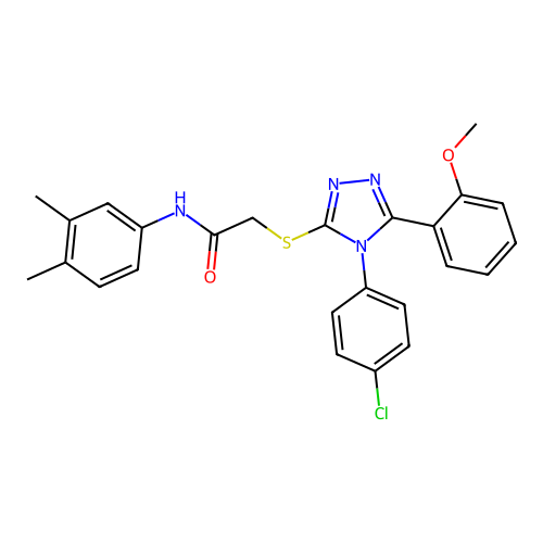 2-{[4-(4-chlorophenyl)-5-(2-methoxyphenyl)-4H-1,2,4-triazol-3-yl]sulfanyl}-N-(3,4-dimethylphenyl)acetamide structure