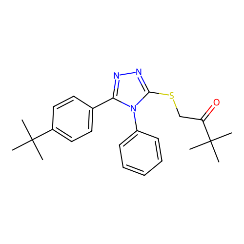 1-[[5-(4-tert-butylphenyl)-4-phenyl-1,2,4-triazol-3-yl]sulfanyl]-3,3-dimethylbutan-2-one structure