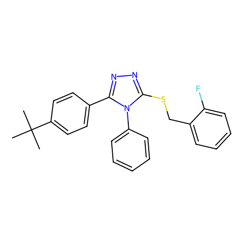 3-(4-tert-butylphenyl)-5-[(2-fluorobenzyl)sulfanyl]-4-phenyl-4H-1,2,4-triazole structure