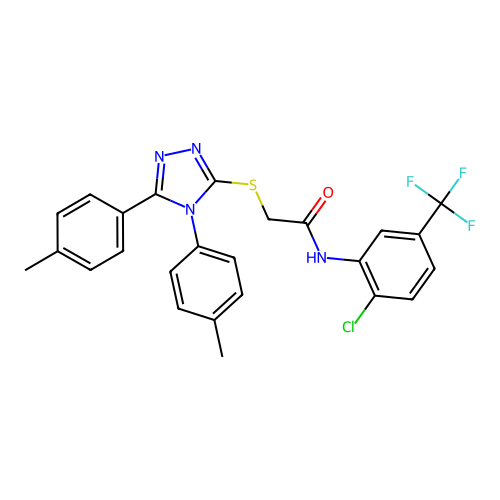 2-{[4,5-bis(4-methylphenyl)-4H-1,2,4-triazol-3-yl]sulfanyl}-N-[2-chloro-5-(trifluoromethyl)phenyl]acetamide structure