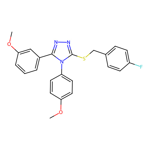 3-[(4-fluorophenyl)methylsulfanyl]-5-(3-methoxyphenyl)-4-(4-methoxyphenyl)-1,2,4-triazole structure