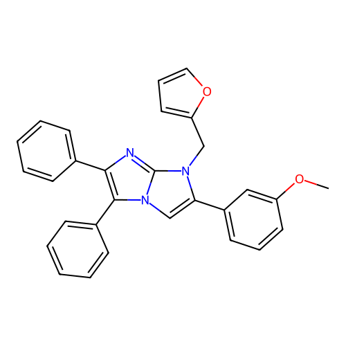 1-(furan-2-ylmethyl)-2-(3-methoxyphenyl)-5,6-diphenyl-1H-imidazo[1,2-a]imidazole structure