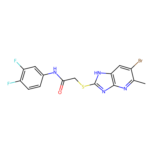 2-[(6-bromo-5-methyl-1H-imidazo[4,5-b]pyridin-2-yl)sulfanyl]-N-(3,4-difluorophenyl)acetamide structure