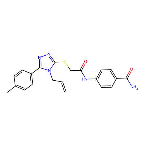 4-(2-((4-allyl-5-(p-tolyl)-4H-1,2,4-triazol-3-yl)thio)acetamido)benzamide structure