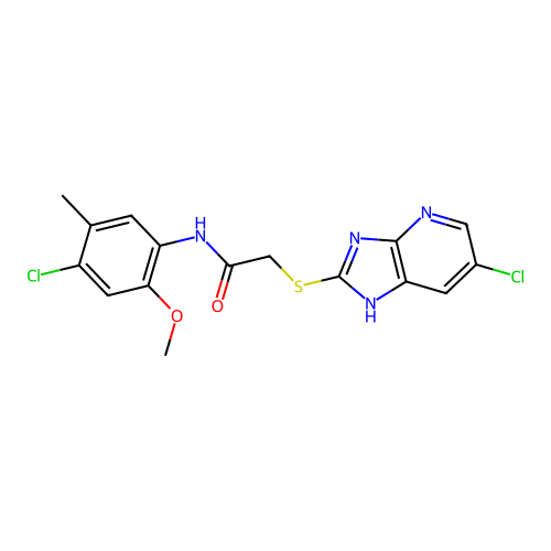 2-[(6-chloro-1H-imidazo[4,5-b]pyridin-2-yl)sulfanyl]-N-(4-chloro-2-methoxy-5-methylphenyl)acetamide structure