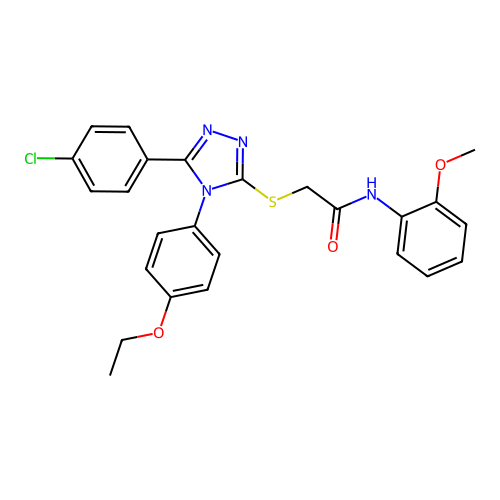 2-{[5-(4-chlorophenyl)-4-(4-ethoxyphenyl)-4H-1,2,4-triazol-3-yl]sulfanyl}-N-(2-methoxyphenyl)acetamide structure