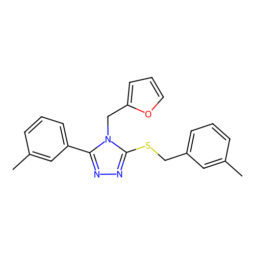 4-(2-furylmethyl)-5-(3-methylphenyl)-3-[(3-methylphenyl)methylthio]-1,2,4-tria zole structure