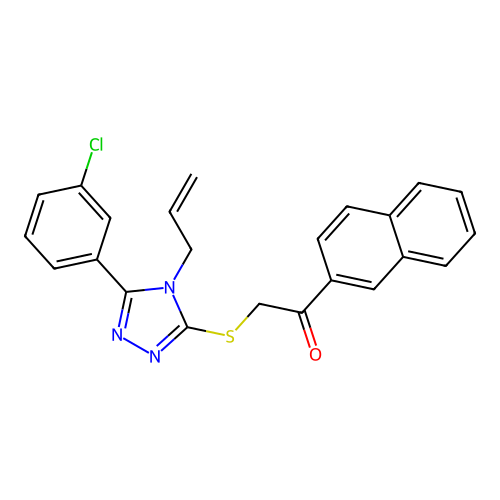 2-((4-allyl-5-(3-chlorophenyl)-4H-1,2,4-triazol-3-yl)thio)-1-(naphthalen-2-yl)ethanone structure