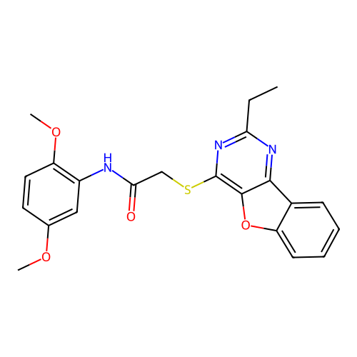 N-(2,5-dimethoxyphenyl)-2-((2-ethylbenzofuro[3,2-d]pyrimidin-4-yl)thio)acetamide structure
