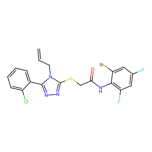 N-(2-bromo-4,6-difluorophenyl)-2-{[5-(2-chlorophenyl)-4-(prop-2-en-1-yl)-4H-1,2,4-triazol-3-yl]sulfanyl}acetamide structure
