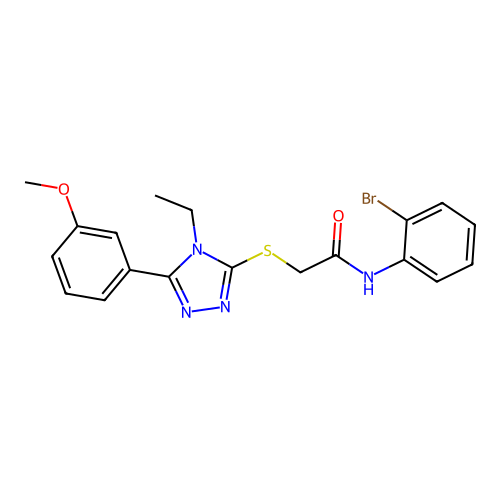 N-(2-bromophenyl)-2-[[4-ethyl-5-(3-methoxyphenyl)-1,2,4-triazol-3-yl]sulfanyl]acetamide structure