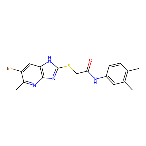 2-[(6-bromo-5-methyl-1H-imidazo[4,5-b]pyridin-2-yl)sulfanyl]-N-(3,4-dimethylphenyl)acetamide structure
